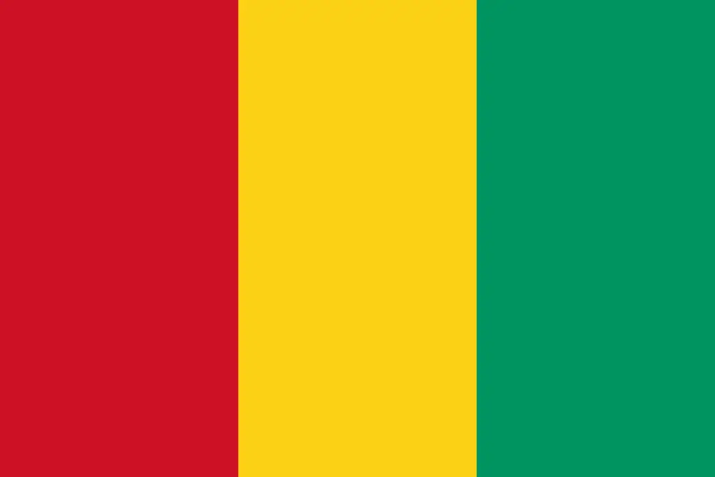 Drapeau rouge jaune et vert de la République de Guinée