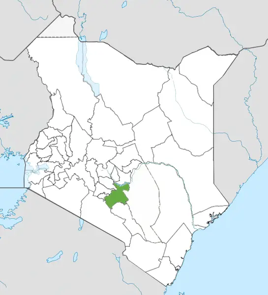 Carte situant le comté de Machakos au Kenya